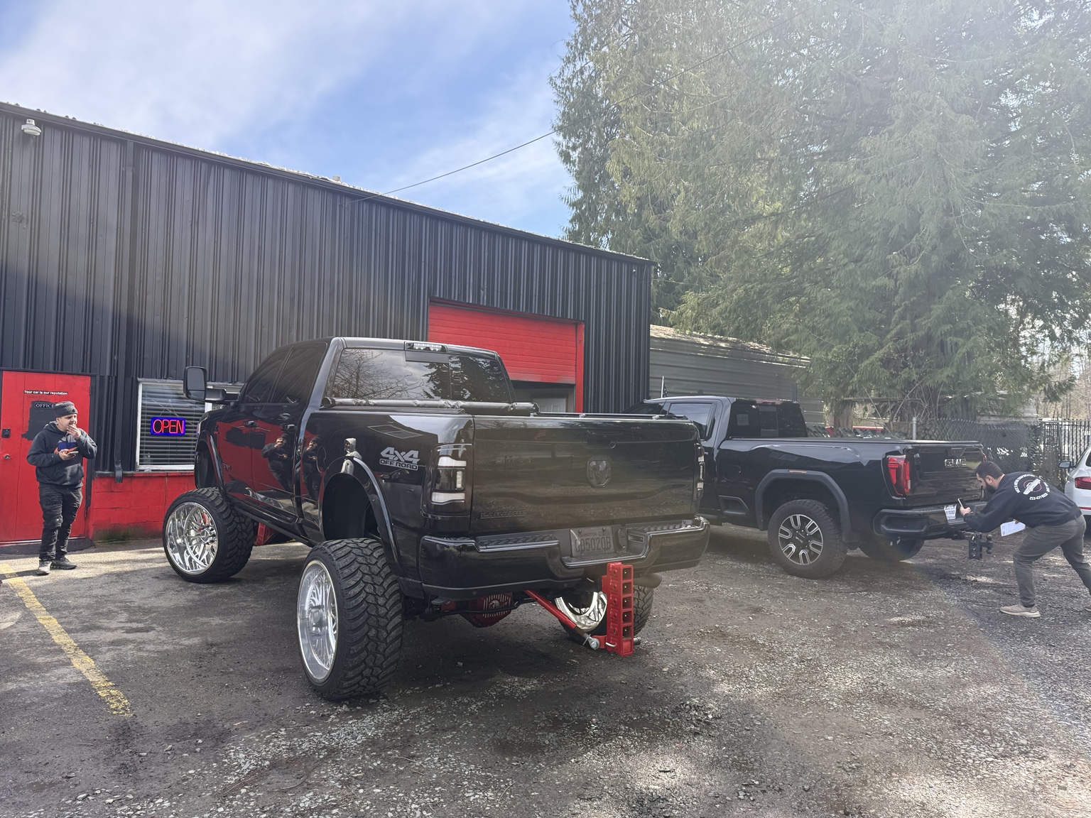 Truck outside Crew Collision Center